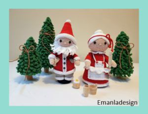 Opskrift på hæklet Julemand med Frue – Mini